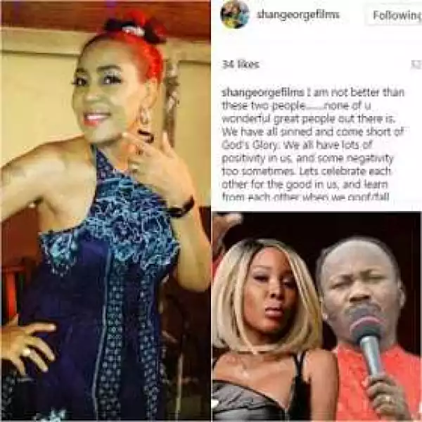Actress Shan George reacts to Apostle Suleman